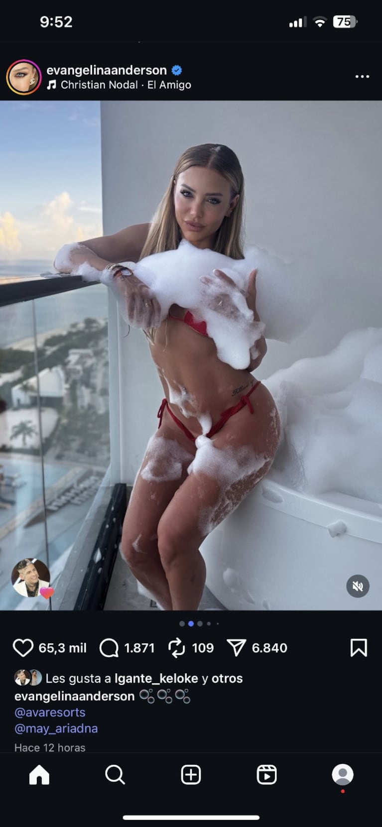 L-Gante le dio like a las fotos hot de Evangelina Anderson | Créditos: Instagram @evangelinaanderson