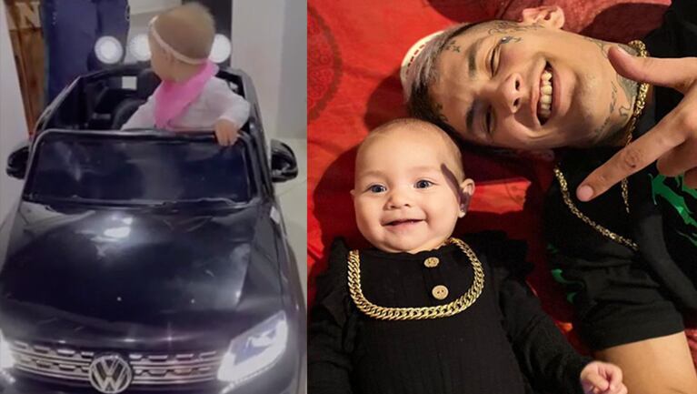 L-Gante le regaló a su hija una camioneta a batería de 120 mil pesos por su cumplemes.