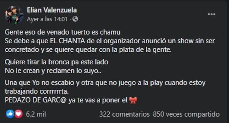 L-Gante le respondió al productor que lo acusó de hacer pedidos excéntricos: "¿Vos ves una Play o un LCD gigante?"