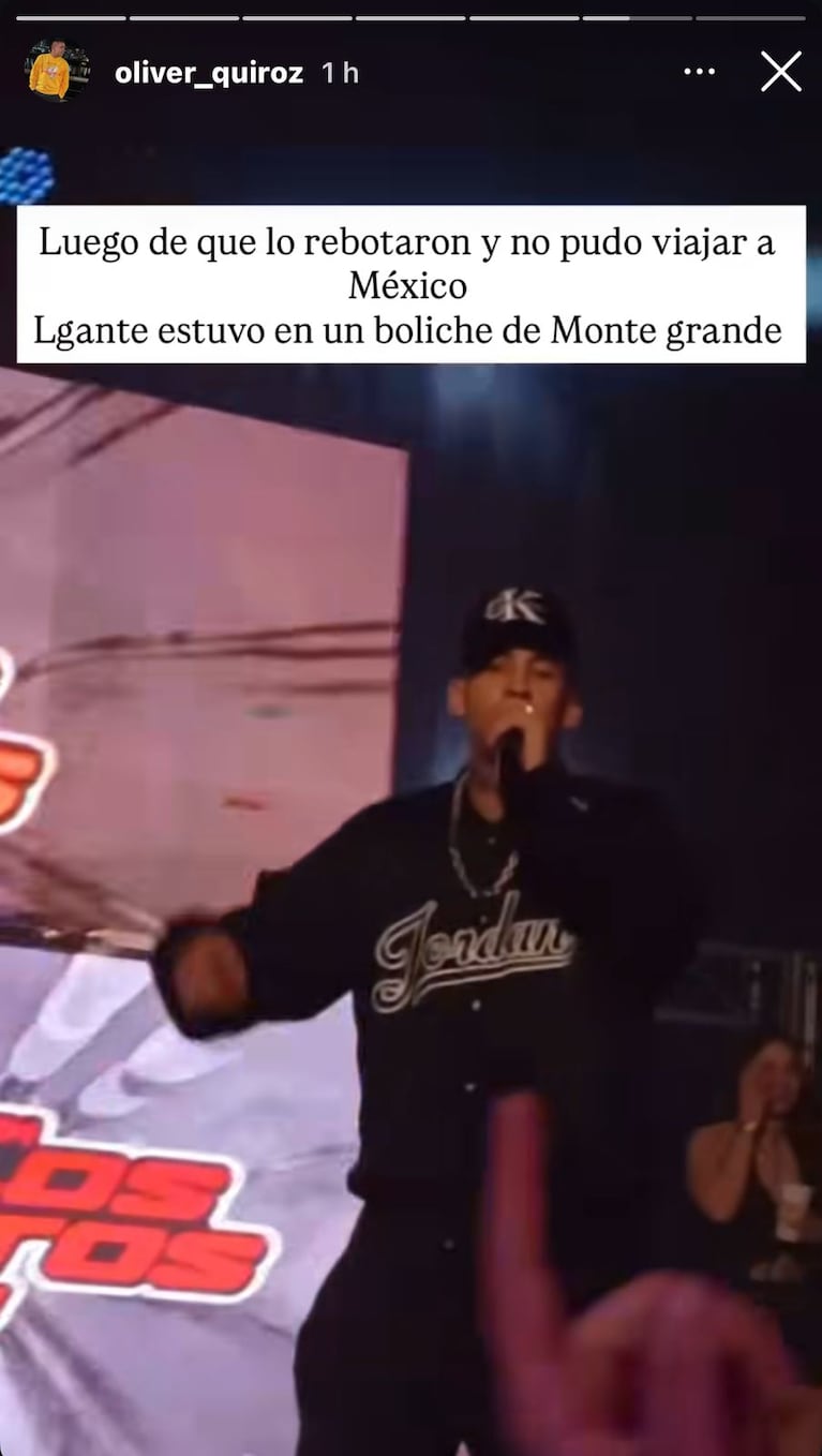 L-Gante no pudo salir del país y se fue a cantar Monte Grande (Foto: captura de Gossipeame).