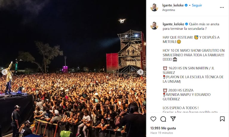 L-Gante se anotó para terminar la secundaria (Foto: captura de redes sociales).