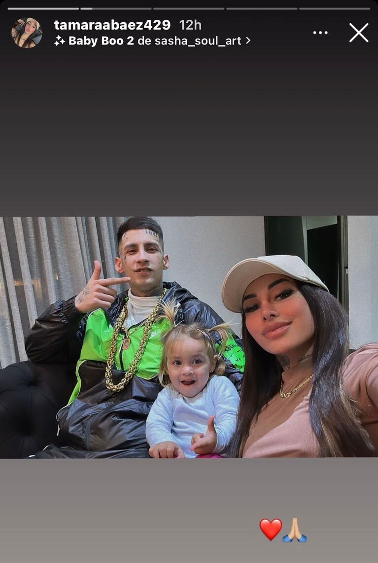 L-Gante, Tamara Báez y Jamaica, en familia.