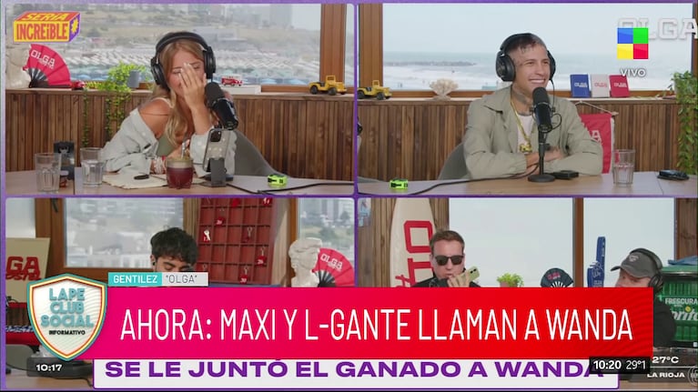 L-Gante y Maxi López en el streaming de Olga (Foto: captura de América).