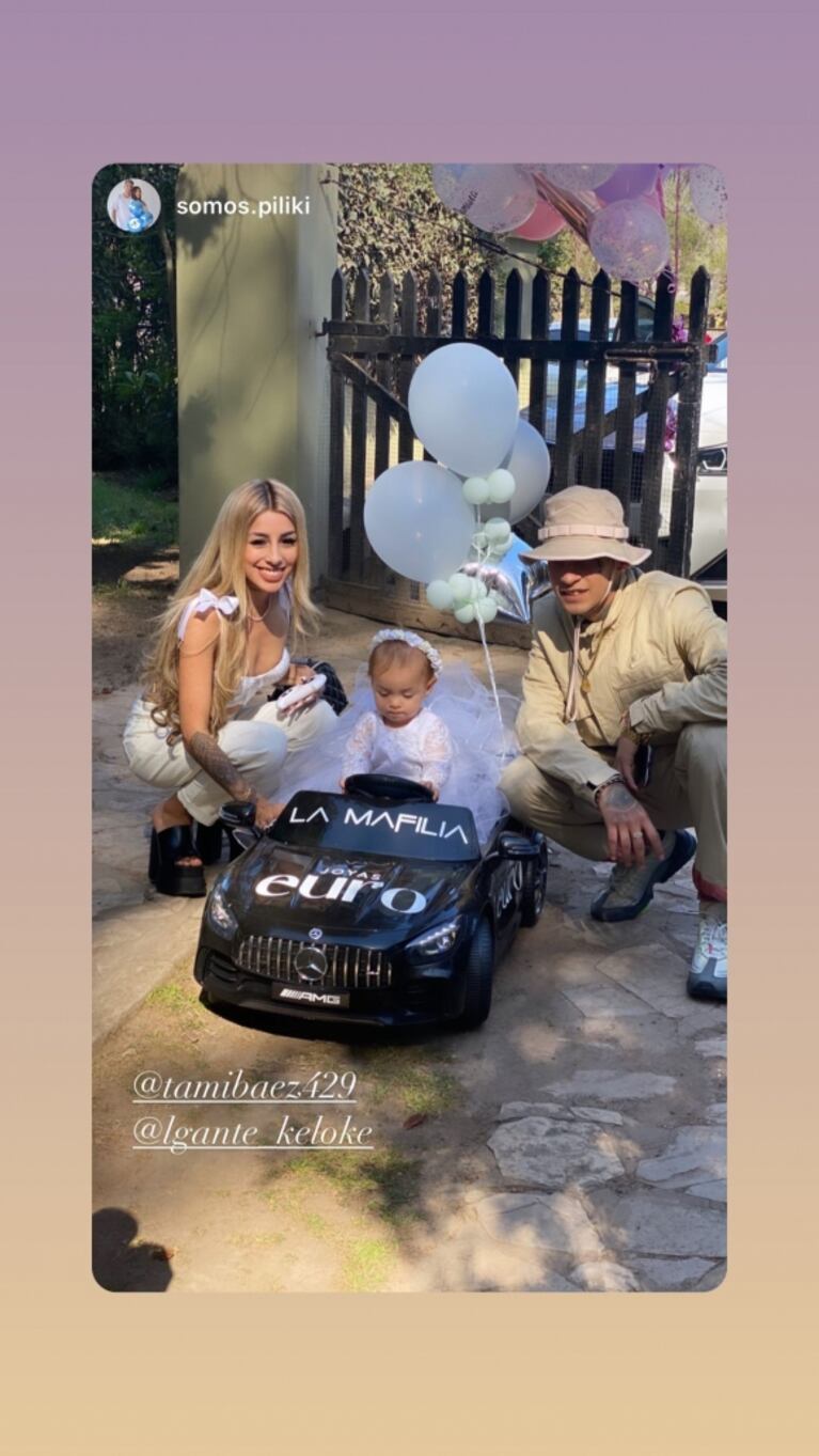 L-Gante y Tamara Báez se mostraron juntos en el cumpleaños de Jamaica, en medio de rumores de crisis