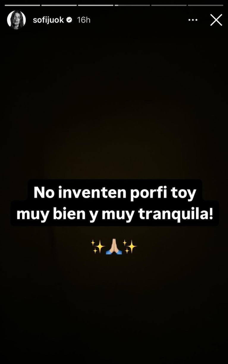 La aclaración de Sofía "Jujuy" Jiménez en redes sociales.