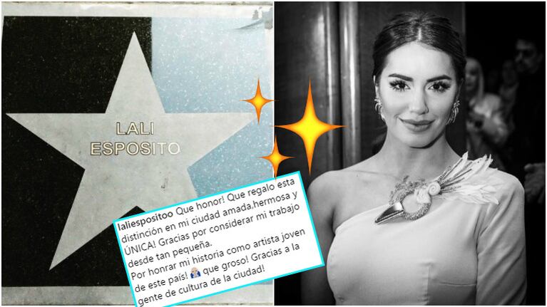 La alegría de Lali Espósito tras ser distinguida con una estrella que lleva su nombre (Fotos: Instagram)