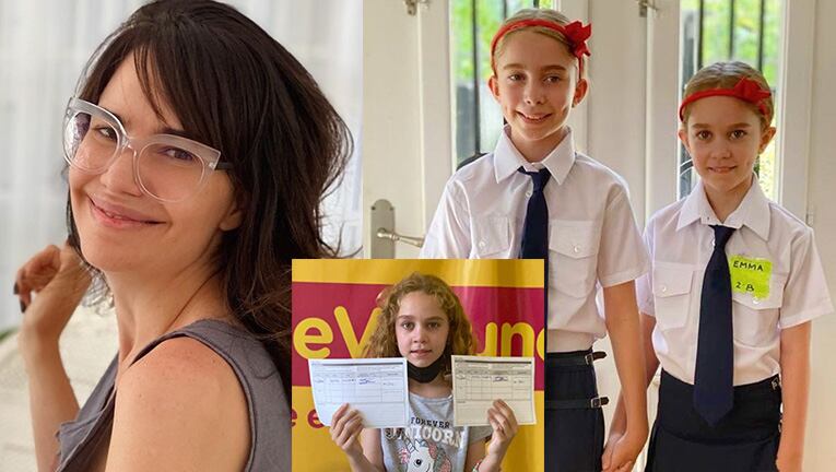La alegría de Romina Pereiro por la vacunación de sus hijas.