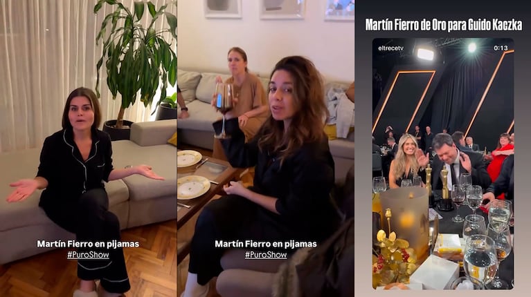 La “anti fiesta” de los Martín Fierro de Puro Show: lasagna, pijama y chismes (capturas de Instagram)