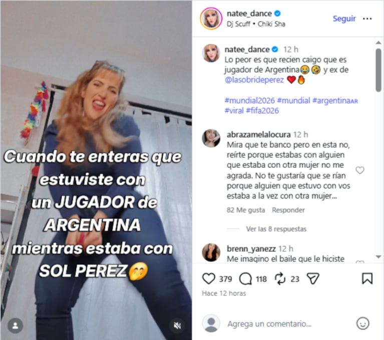 La bailarina compartió el video que generó repercusión en redes sociales.  Crédito:  Instagram @natee_dance 