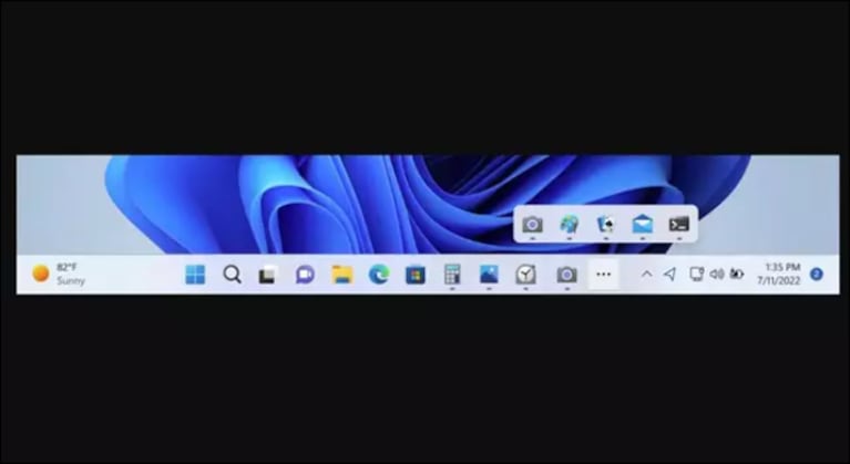 La barra de tareas de Windows 11 se ampliará con el menú de desbordamiento
