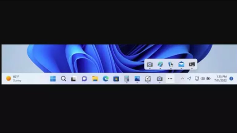 La barra de tareas de Windows 11 se ampliará con el menú de desbordamiento