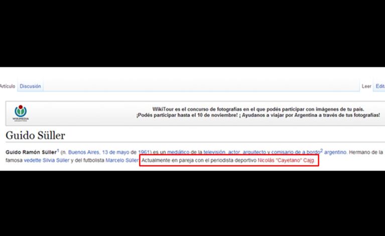 La biografía de Guido Süller en Wikipedia. (Foto: Web)
