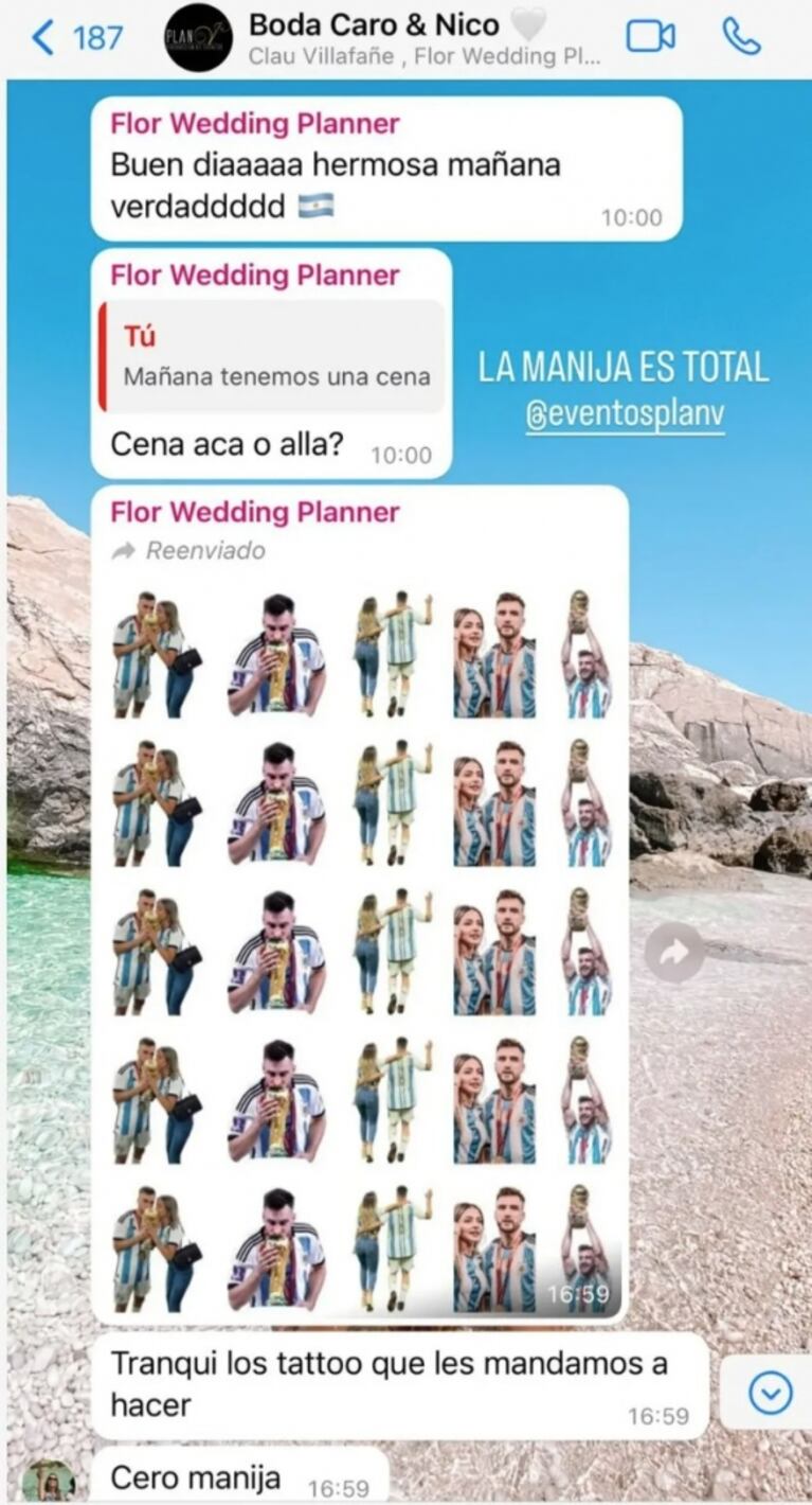 La boda de Nicolás Tagliafico y Caro Calvagni: la pareja mostró los tatuajes que se harán los invitados