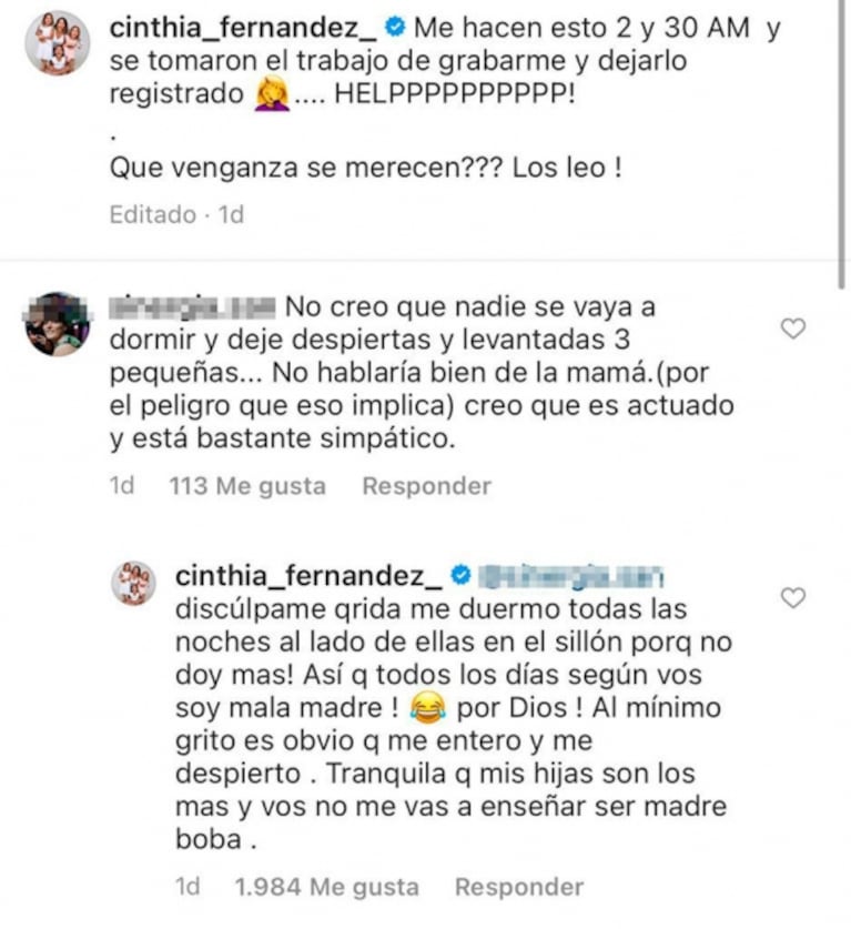 La bronca de Cinthia Fernández contra quienes critican la crianza de sus hijas: "No me vas a enseñar a ser madre, boba"
