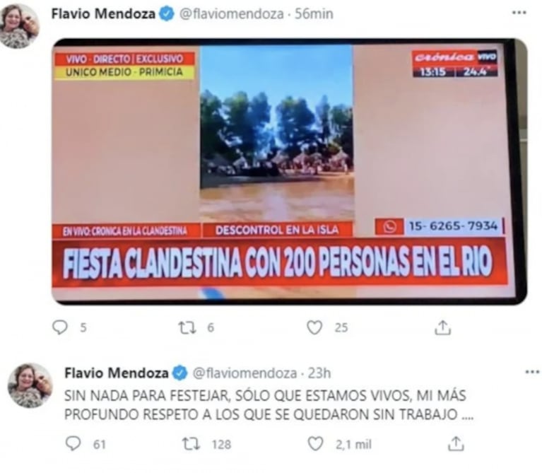 La bronca de Flavio Mendoza por las fiestas clandestinas: "Hay una gran parte de la sociedad que no tiene empatía"