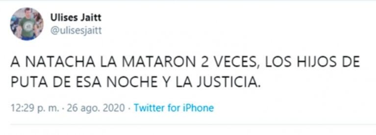 La bronca de Ulises Jaitt por el revés en la causa por la muerte de Natacha: "La mataron dos veces"