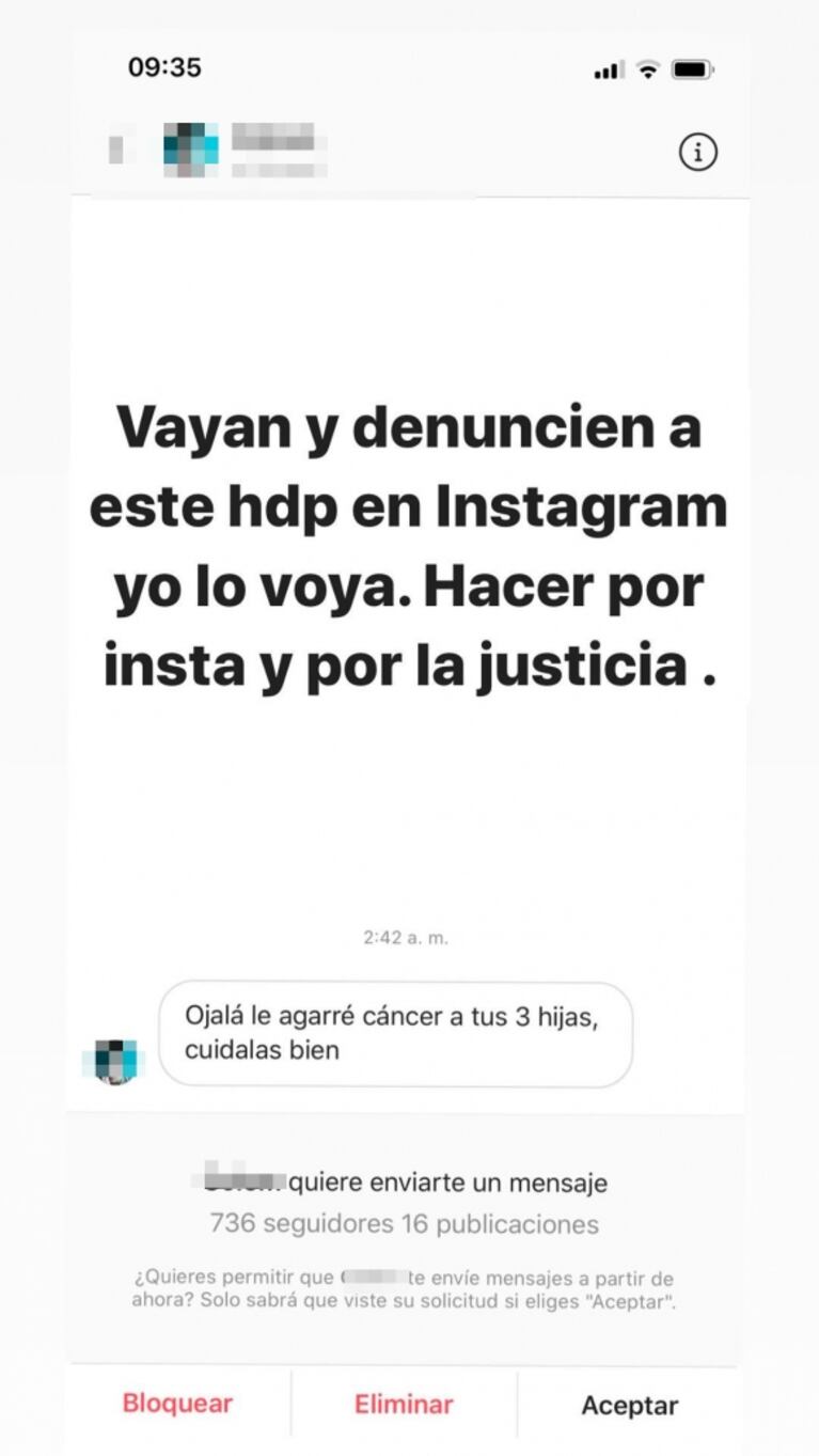 La bronca y el estupor de Cinthia Fernández, tras recibir un aberrante mensaje contra sus hijas: "Denuncien a este hdp"