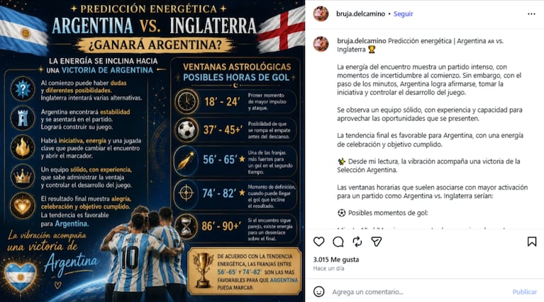 La Bruja del Camino, tarotista que predijo triunfos de Argentina en el Mundial. Crédito : Instagram / @labrujadelcamino