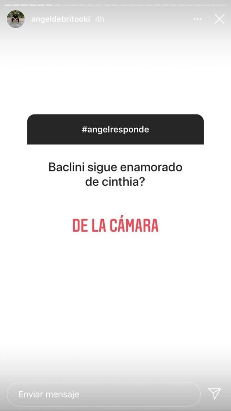 La brutal respuesta de Ángel de Brito cuando le preguntaron si Martín Baclini sigue enamorado de Cinthia Fernández: "De la cámara"