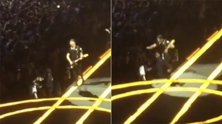 La caída del guitarrista de U2. (Foto: Captura YouTube)