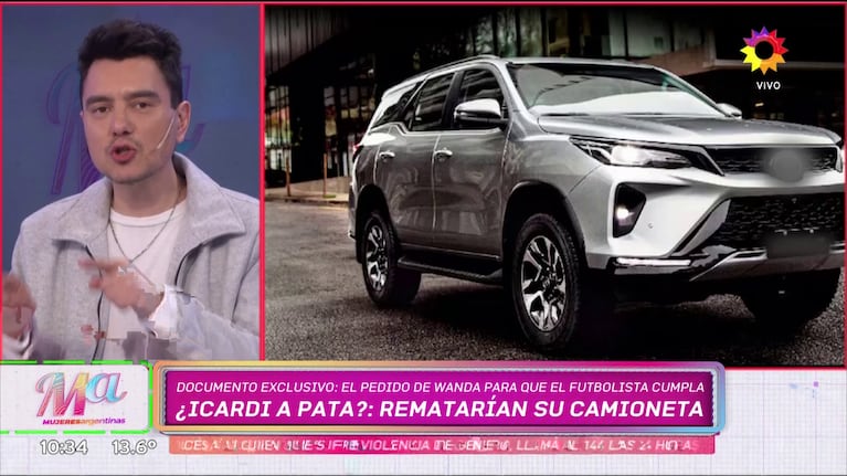 La camioneta de Mauro Icardi embargada por su deuda alimentaria (Foto: captura de eltrece).