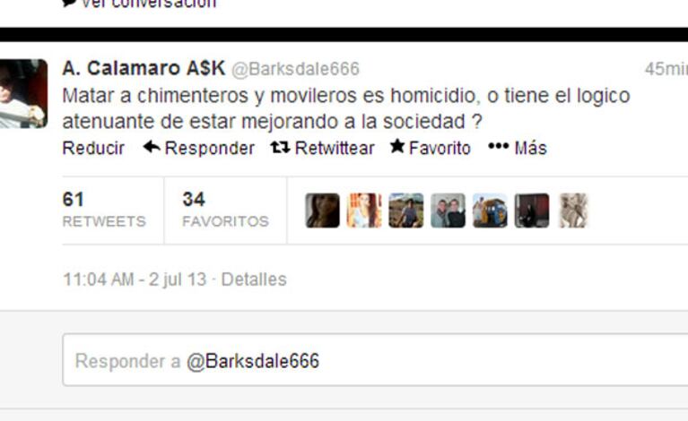 La captura del explosivo tweet de Calamaro (Foto: Captura de pantalla). 