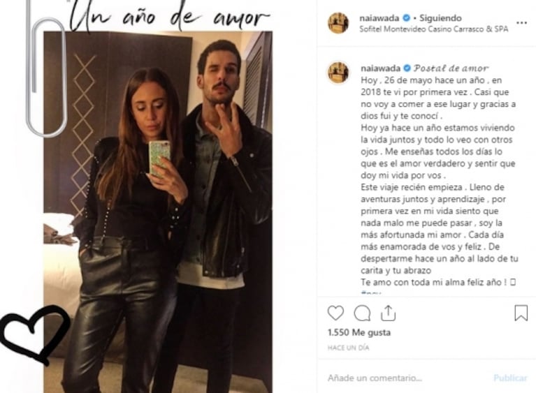 La carta de amor de Nai Awada a su novio en su aniversario: "Por primera vez en mi vida siento que..."