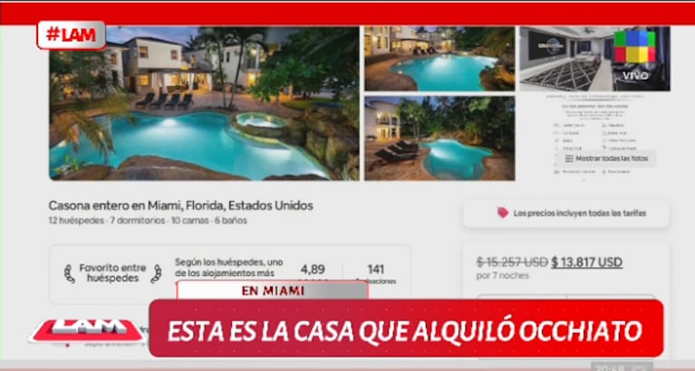 La casa de Nico Occhiato en Miami. Captura: LAM / América TV