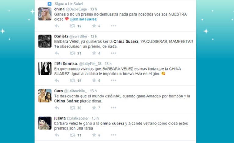 La catarata de tweets contra Barbie Vélez (Foto: Captura). 