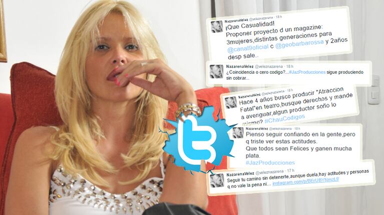 La catarata de tweets de Nazarena Vélez  (Foto: Web y Twitter)