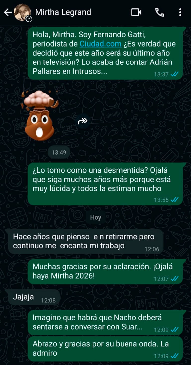 La charla de Mirtha Legrand con Ciudad.