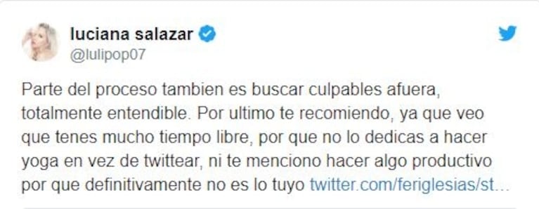 La chicana de Luciana Salazar al diputado Fernando Iglesias: "Te deseo mucha paz en estos momentos difíciles"