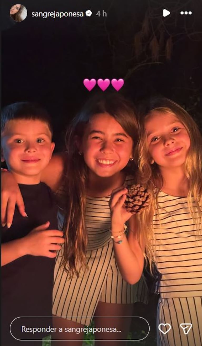 La China Suárez compartió una tierna postal de sus hijos en Turquía antes del regreso de Amancio, Rufina y Magnolia a la Argentina. Foto: Captura de Instagram Stories (@sangrejaponesa)