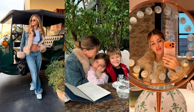 La China Suárez con Amancio y Magnolia | Créditos: Instagram @sangrejaponesa