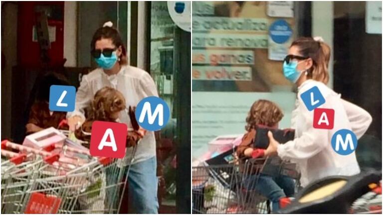 La China Suárez, con barbijo y en medio de las precauciones por el coronavirus, hizo las compras con Magnolia en Uruguay