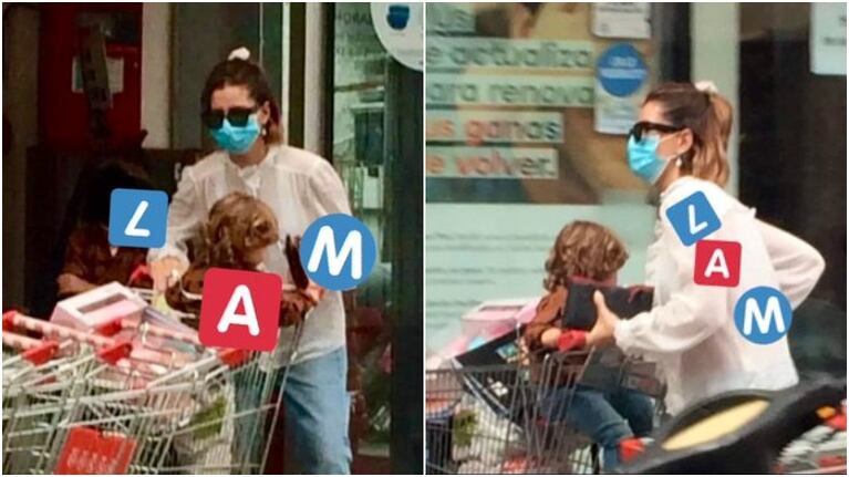 La China Suárez, con barbijo y en medio de las precauciones por el coronavirus, hizo las compras con Magnolia en Uruguay