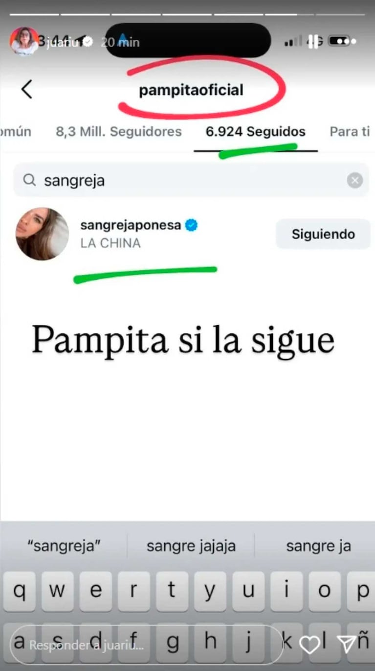 La China Suárez dejó de seguir a Pampita en las redes sociales (Foto: Instagram @juariu)