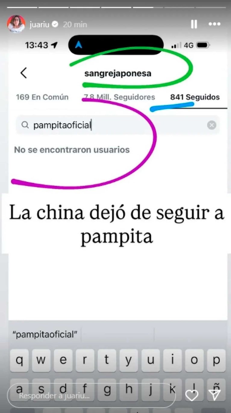 La China Suárez dejó de seguir a Pampita en las redes sociales (Foto: Instagram @juariu)