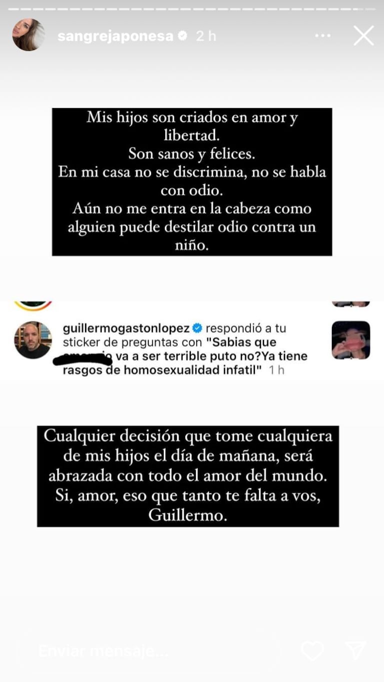 La China Suárez denunció públicamente los ataques que recibiría por parte de uno de los abogados de Wanda Nara (Foto: captura de Instagram/@sangrejaponesa).