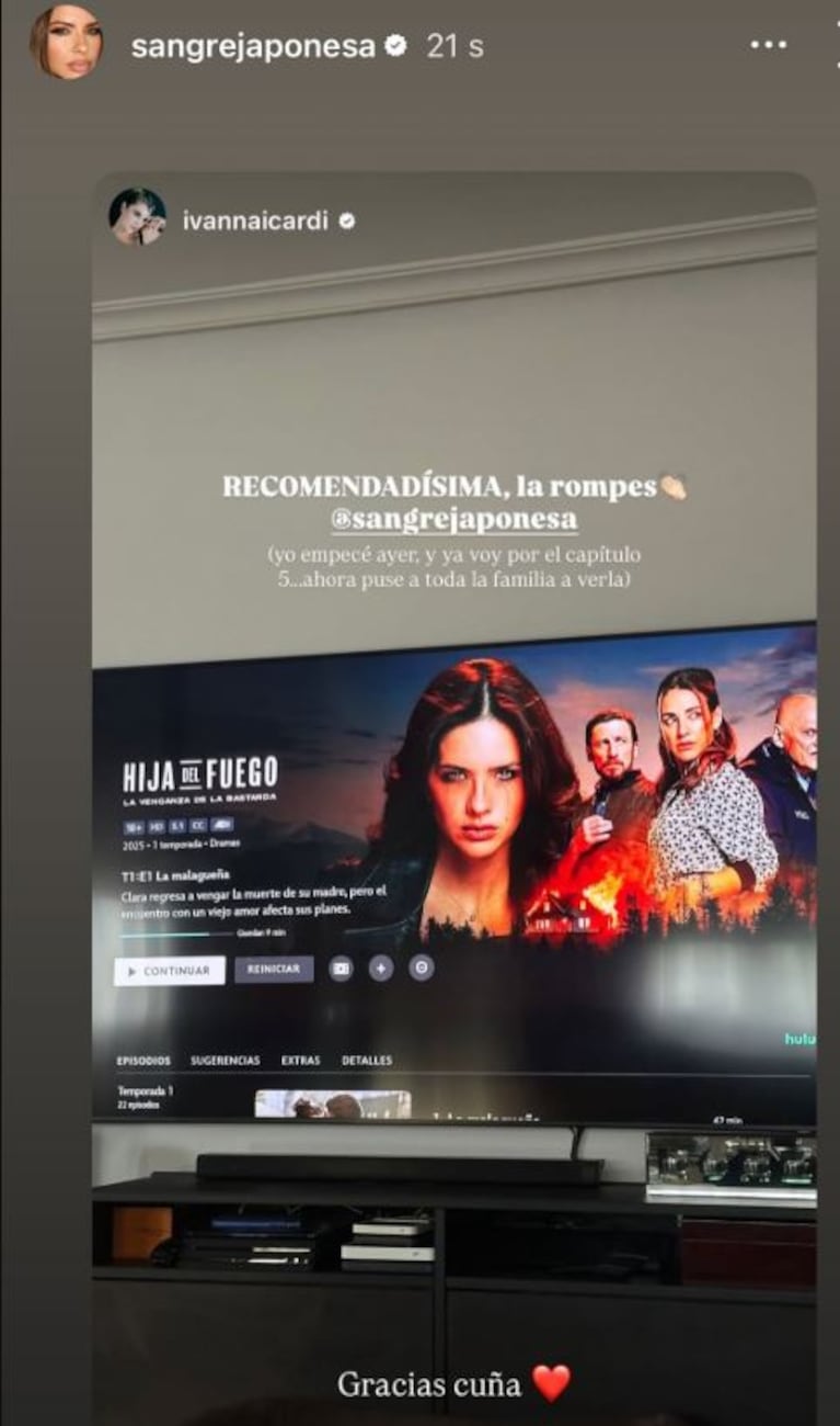 La China Suárez e Ivana Icardi tuvieron un ida y vuelta en redes sociales (Foto: captura de Instagram/@sangrejaponesa).