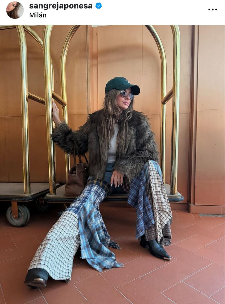 La China Suárez en su viaje a Milán con Mauro Icardi (Foto: Instagram/@sangrejaponesa).