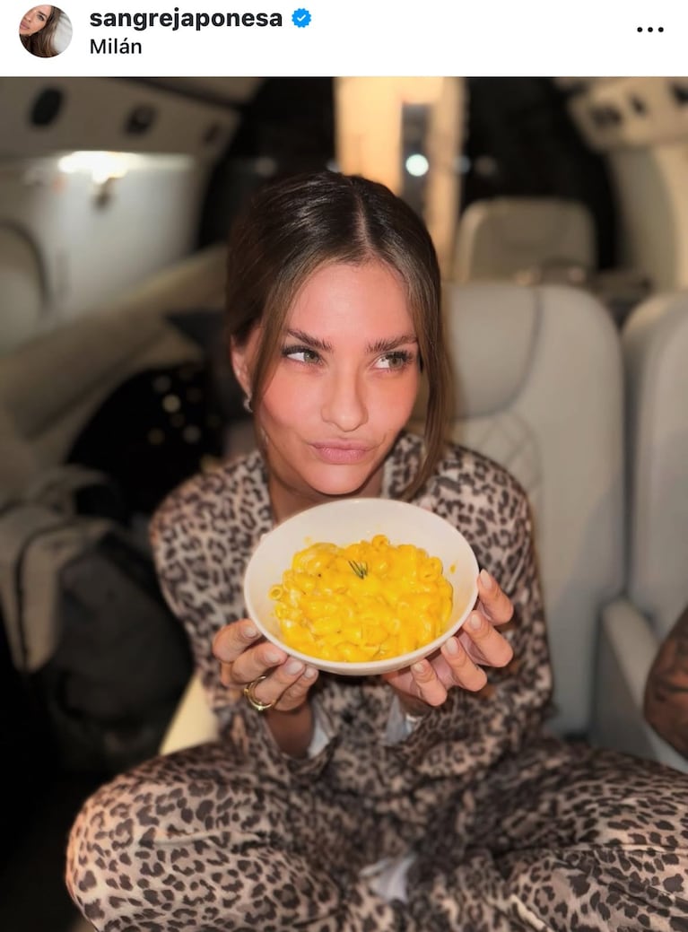 La China Suárez en su viaje a Milán con Mauro Icardi (Foto: Instagram/@sangrejaponesa).