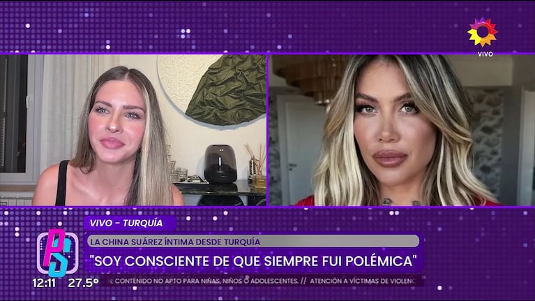 La China Suárez habló en vivo con Puro Show (Foto: captura de eltrece).