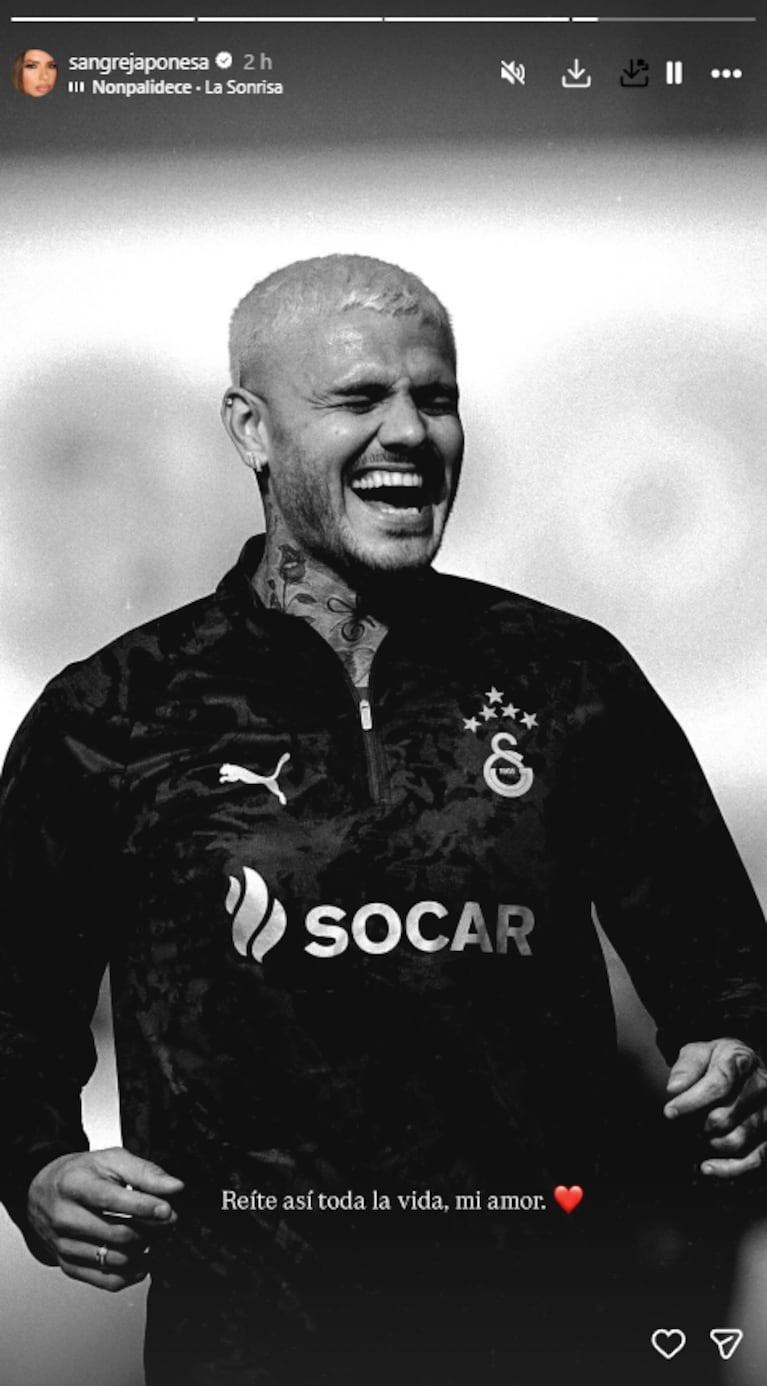 La China Suárez publicó una polémica foto de Mauro Icardi tras su mensaje en redes: “Reíte así” | Créditos: Instagram @sangrejaponesa