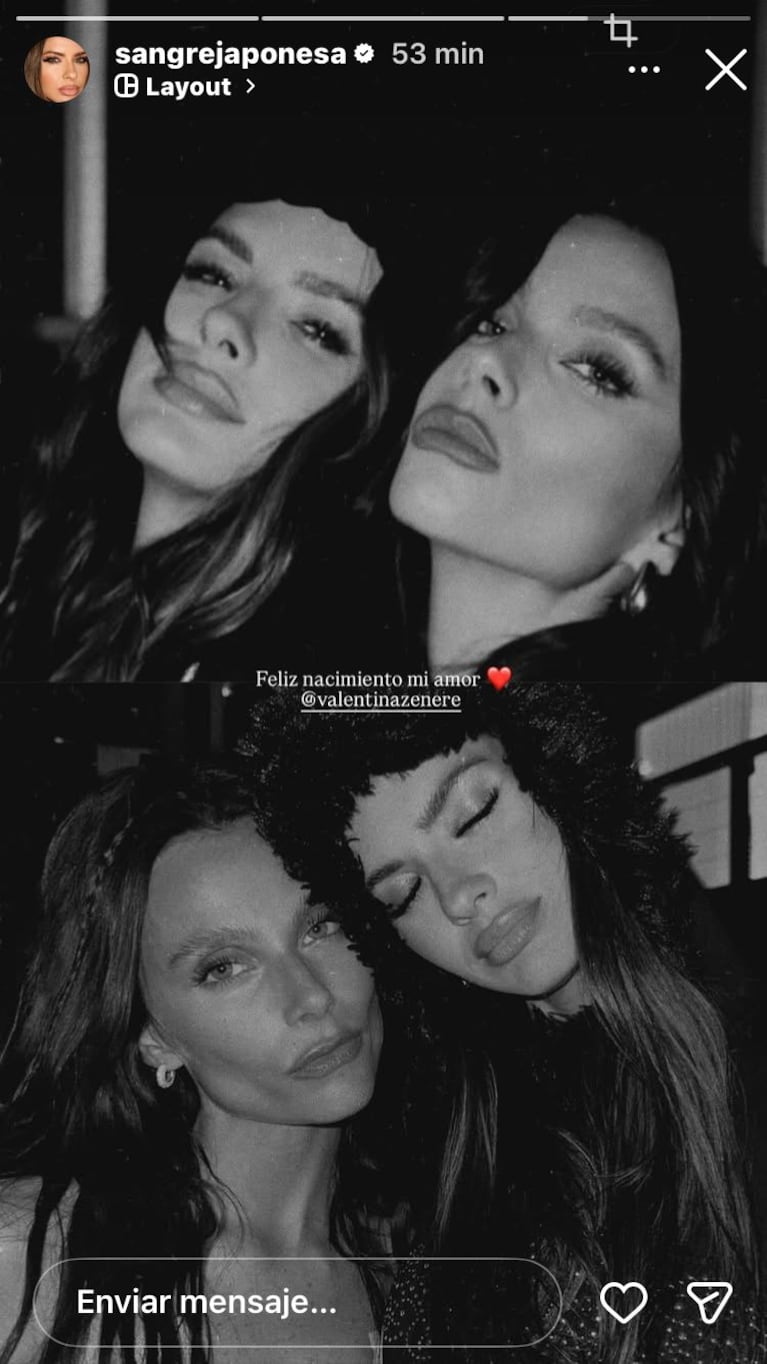 La China Suárez saludó a Valentina Zenere por su cumpleaños (Foto: Instagram/@sangrejaponesa).