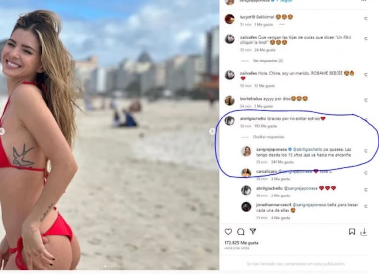 La China Suárez se mostró en bikini, hablaron de sus estrías y contestó con firmeza