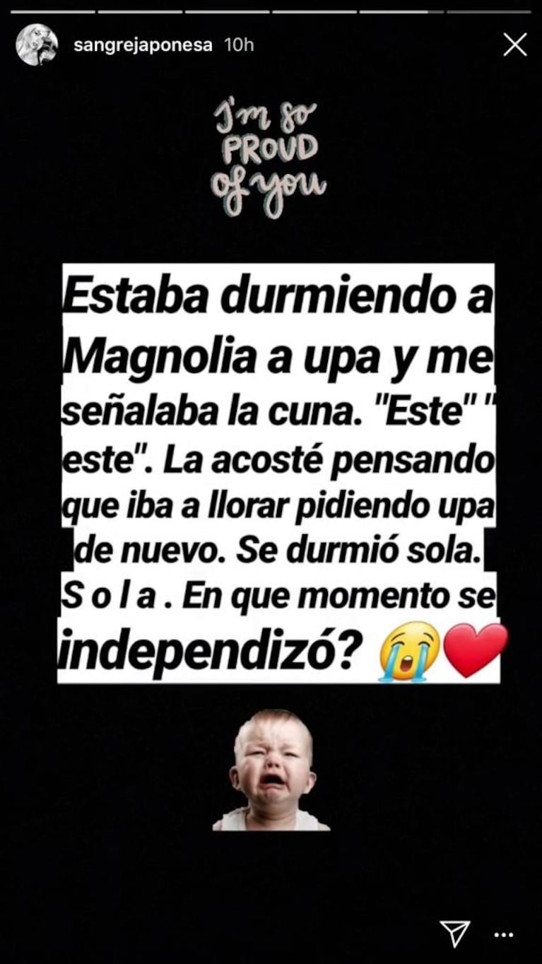 La China Suárez y el cambio de Magnolia que la puso nostálgica: "¿En qué momento se independizó?"