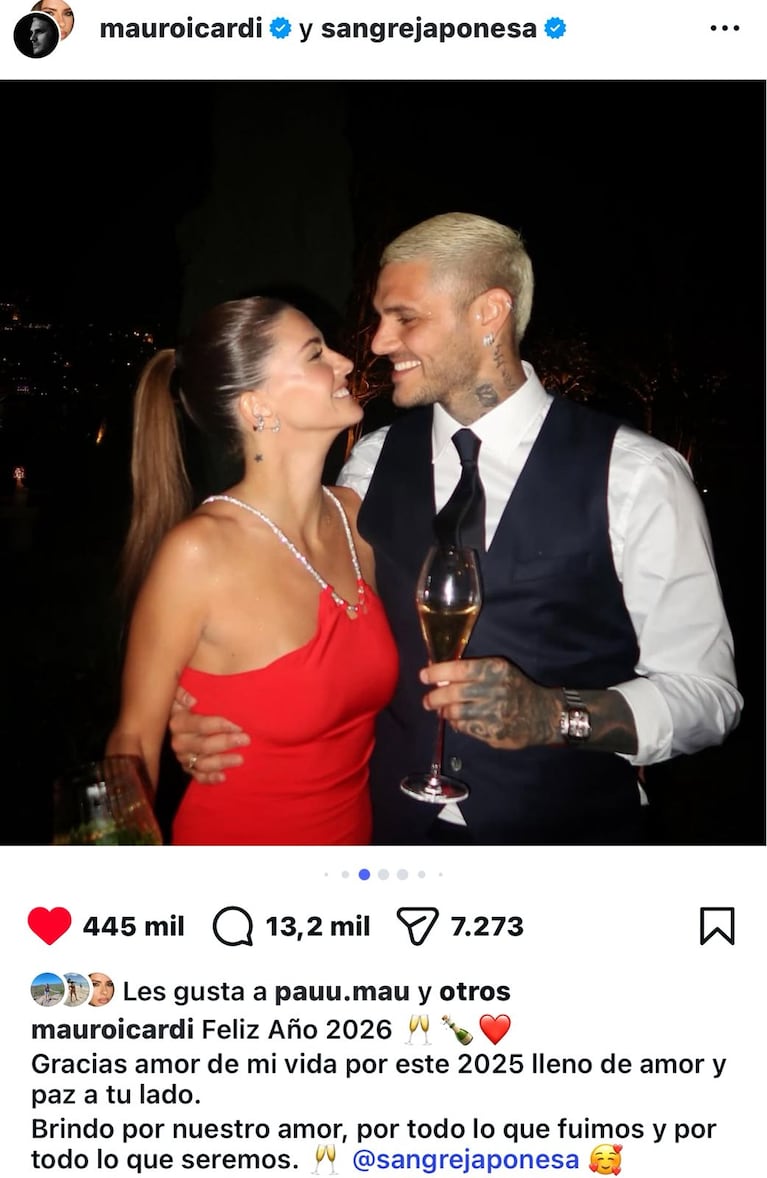 La China Suárez y Mauro Icardi celebraron año nuevo en Turquía (Foto: Instagram/@mauroicardi y @sangrejaponesa).