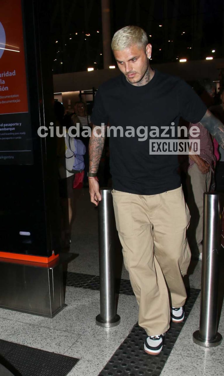 La China Suárez y Mauro Icardi en Ezeiza (Foto: Movilpress)