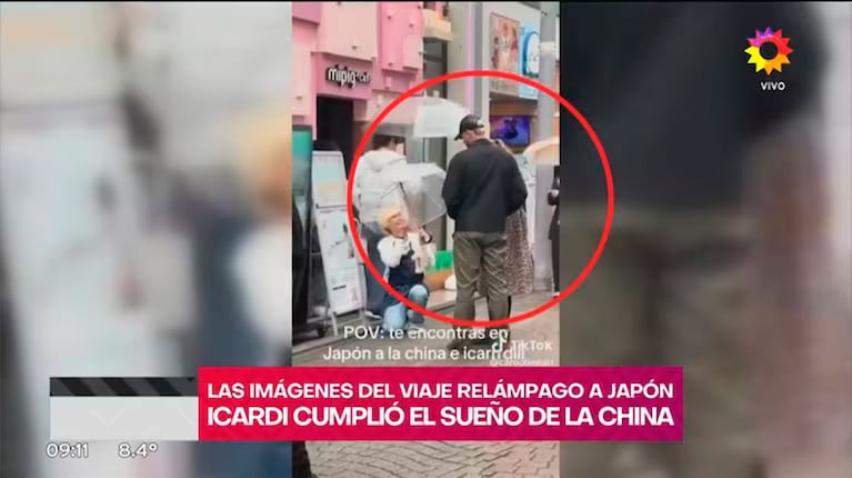 La China Suárez y Mauro Icardi en Japón (Foto: captura de eltrece).
